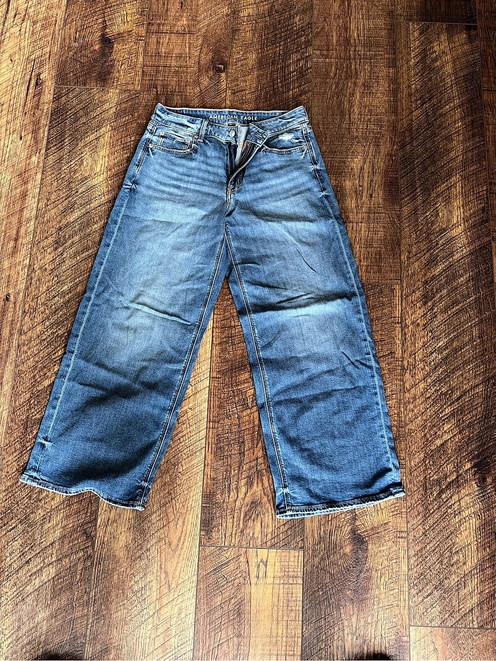 American Eagle Low-Rise Baggy Wide Leg Wide Leg Jeans Blue Size 8